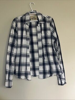 Hollister Black & White Plaid Flannel Shirt